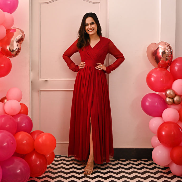 Garnet Georgette Long Dress